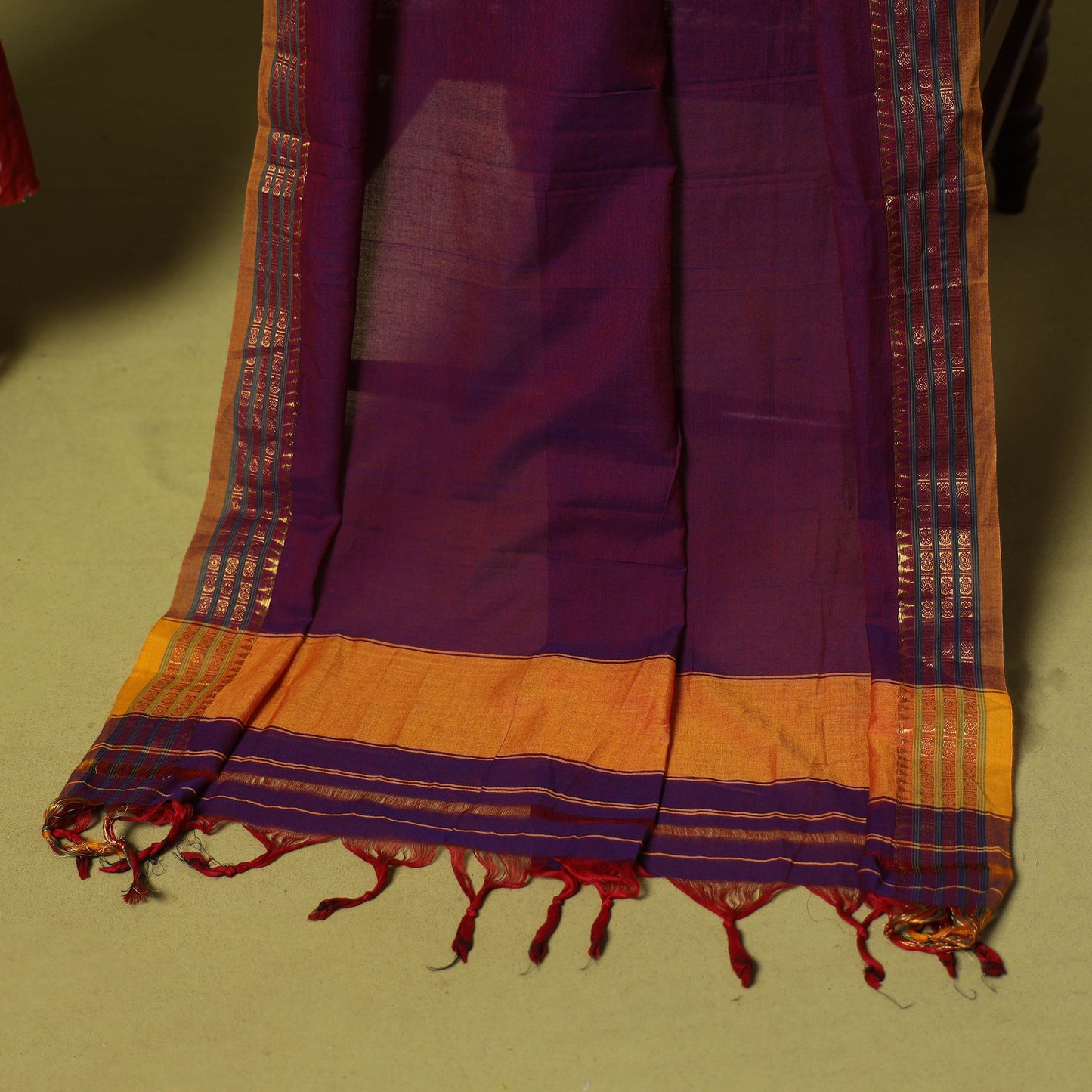 Red - 2pc cotton unstitched pochampally ikat dress material