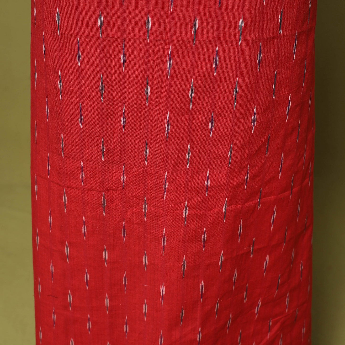 Red - 2pc cotton unstitched pochampally ikat dress material