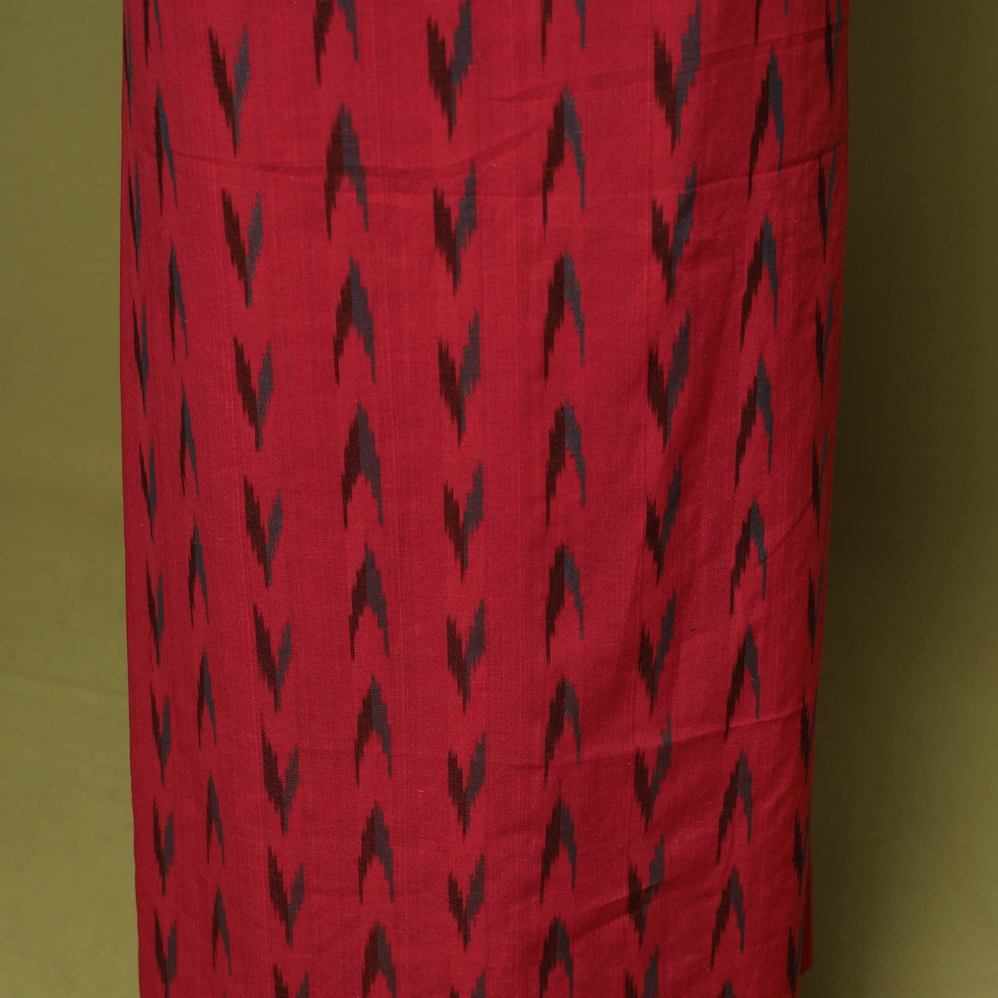 Red - 2pc cotton unstitched pochampally ikat dress material