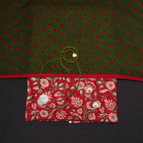 Red - 2pc cotton unstitched sanganeri dress material