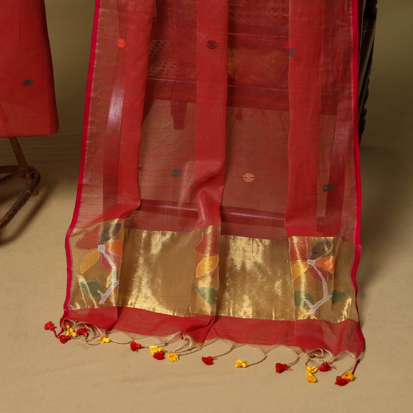 2pc handloom silk cotton unstitched phulia jamdani dress