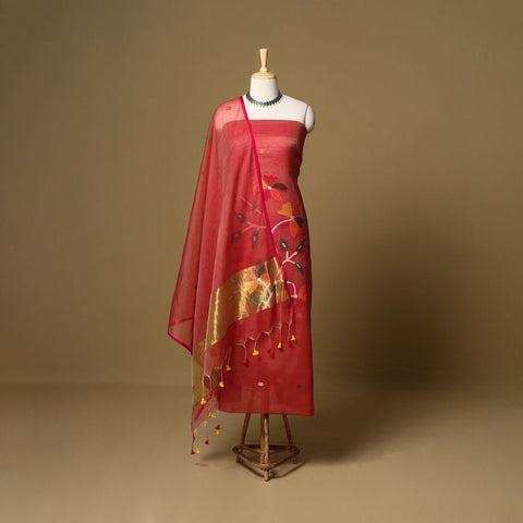 2pc handloom silk cotton unstitched phulia jamdani dress