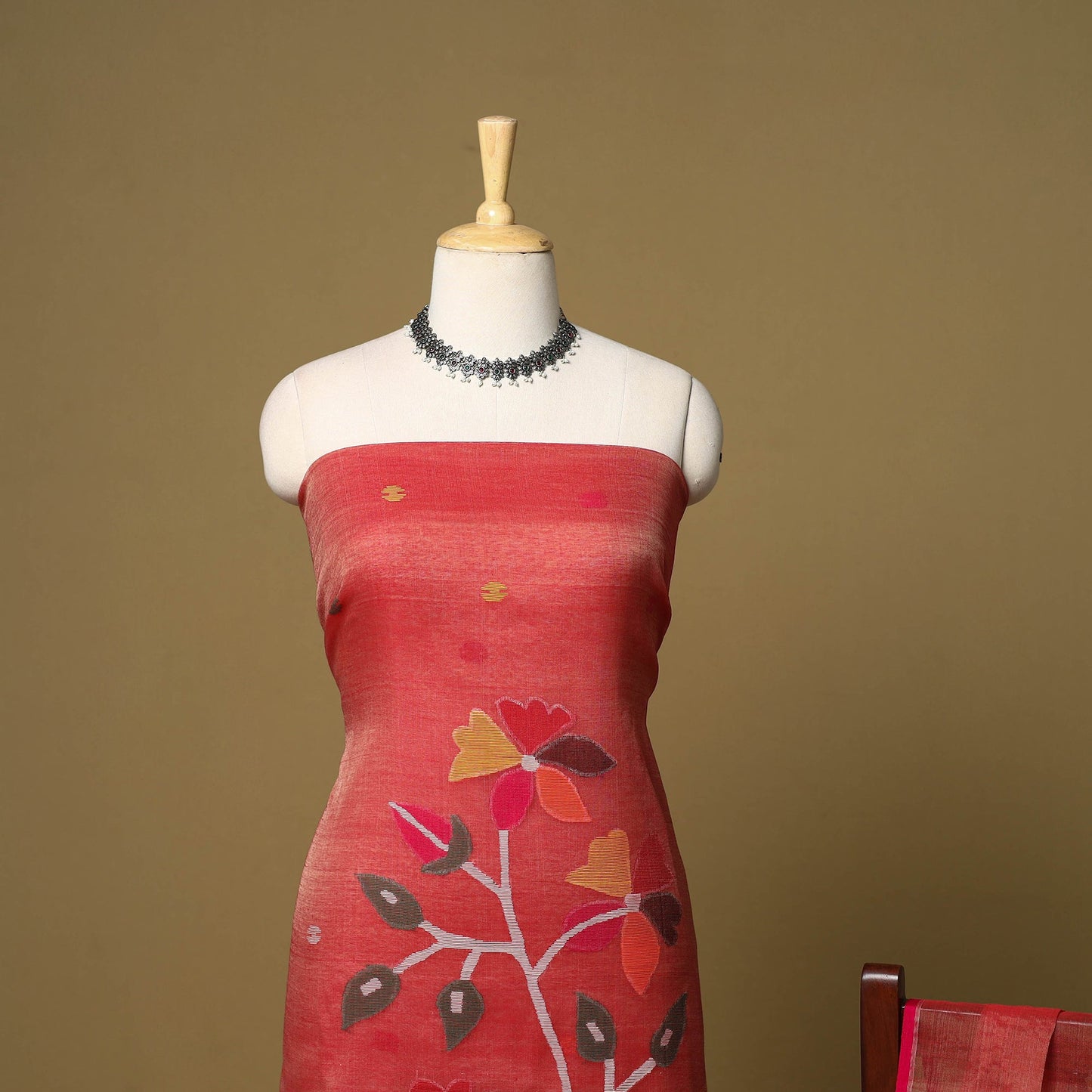 2pc handloom silk cotton unstitched phulia jamdani dress