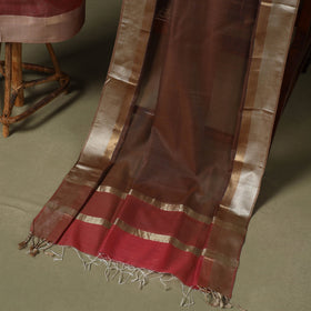 Red 2pc Handloom Unstitched Maheshwari Dress Material with Border