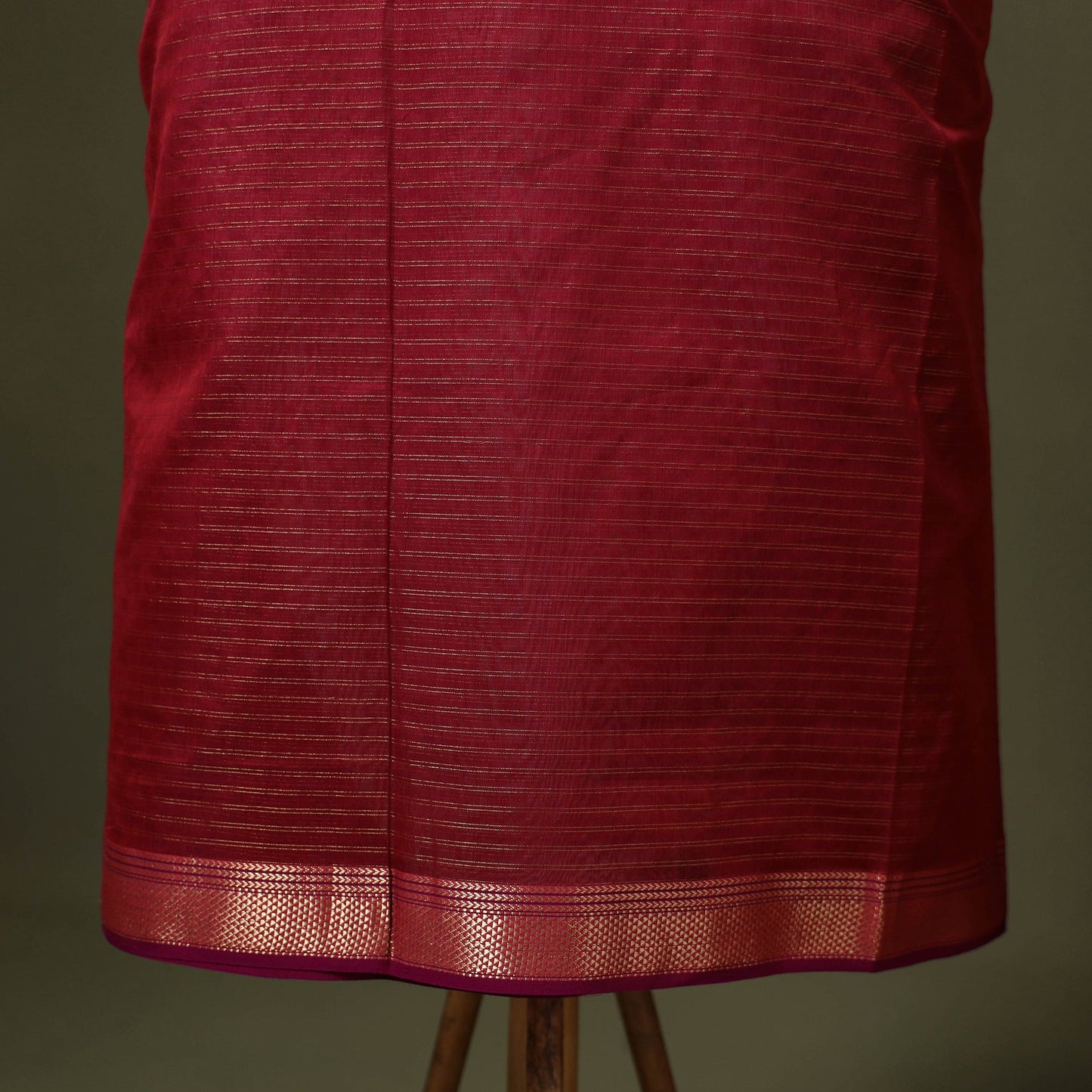 Red 2pc Handloom Unstitched Maheshwari Dress Material with Border