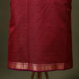 Red 2pc Handloom Unstitched Maheshwari Dress Material with Border