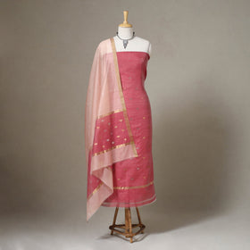 Red - 2pc handloom zari buta chanderi silk unstitched dress