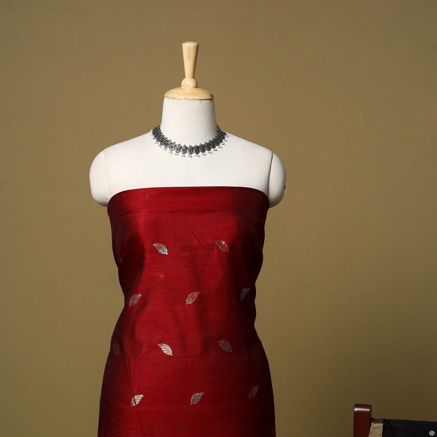 2pc handloom zari buta unstitched chanderi silk dress