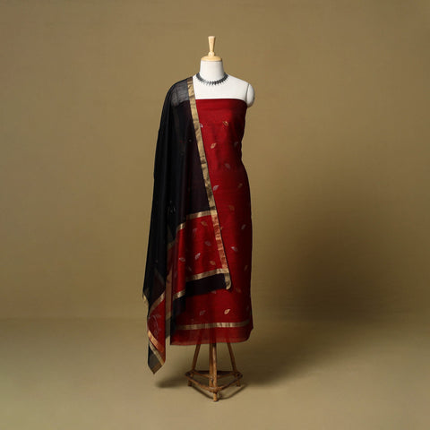 2pc handloom zari buta unstitched chanderi silk dress