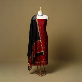 2pc handloom zari buta unstitched chanderi silk dress