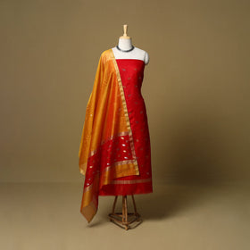 2pc handloom zari buta unstitched chanderi silk dress
