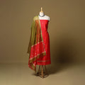 Red - 2pc handloom zari buti unstitched chanderi silk dress