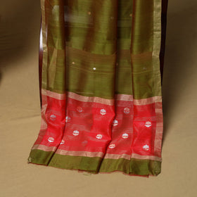 Red - 2pc handloom zari buti unstitched chanderi silk dress