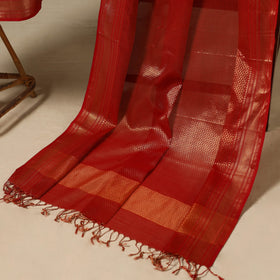Red 2pc Tissue Zari Handloom Cotton Maheshwari Dress Material