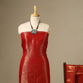 Red 2pc Tissue Zari Handloom Cotton Maheshwari Dress Material