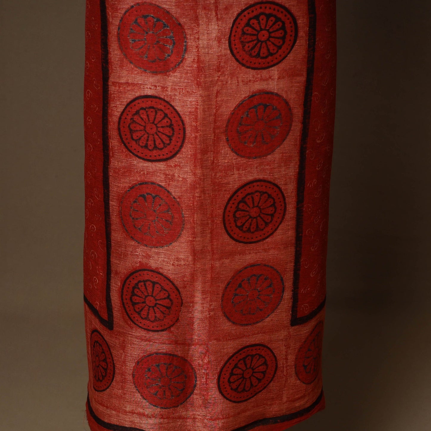 Red - 2pc linen silk natural dyed unstitched dress material