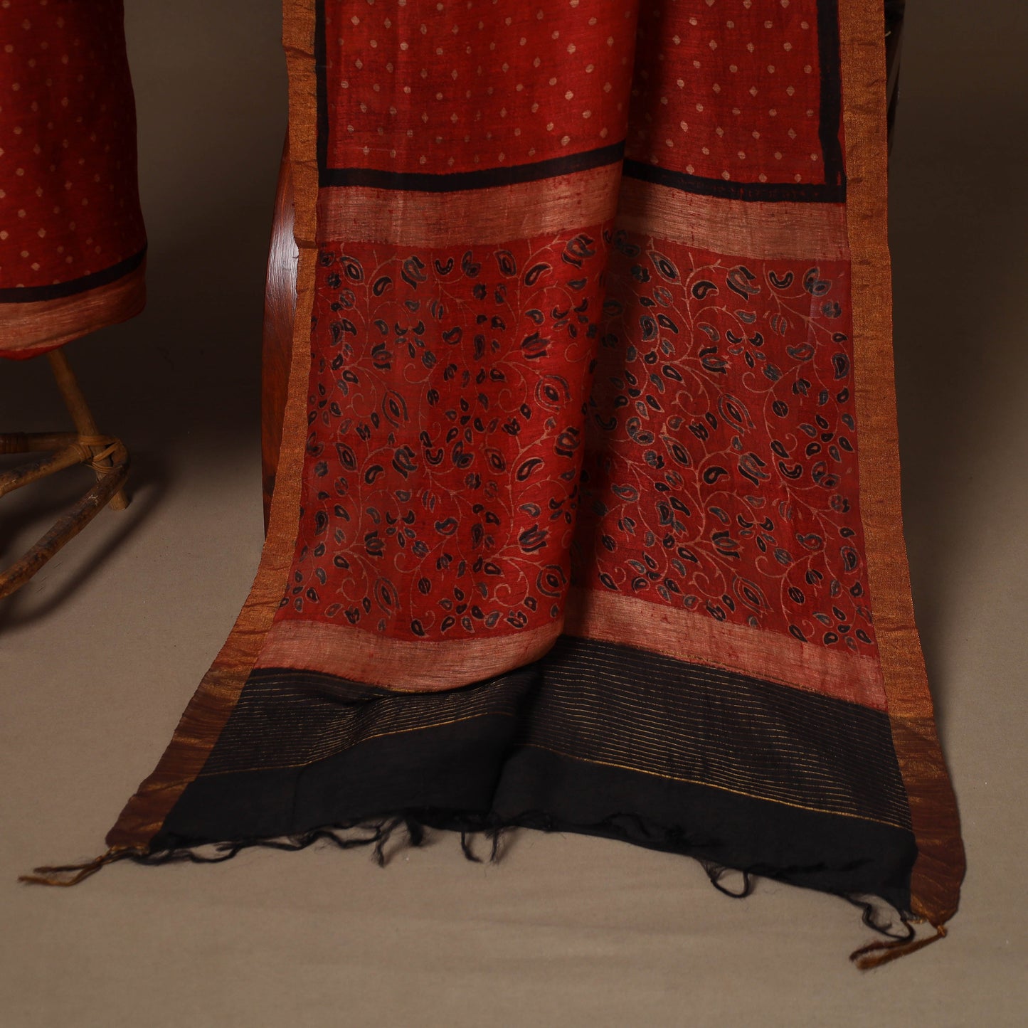 Red - 2pc linen silk unstitched dress material 07