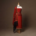 Red - 2pc linen silk unstitched dress material 07