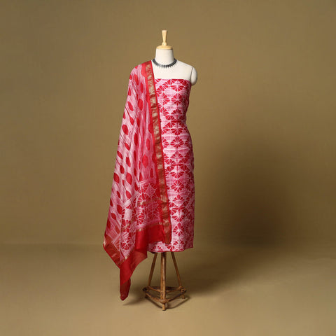 2pc maheshwari silk unstitched tie-dye nui shibori dress