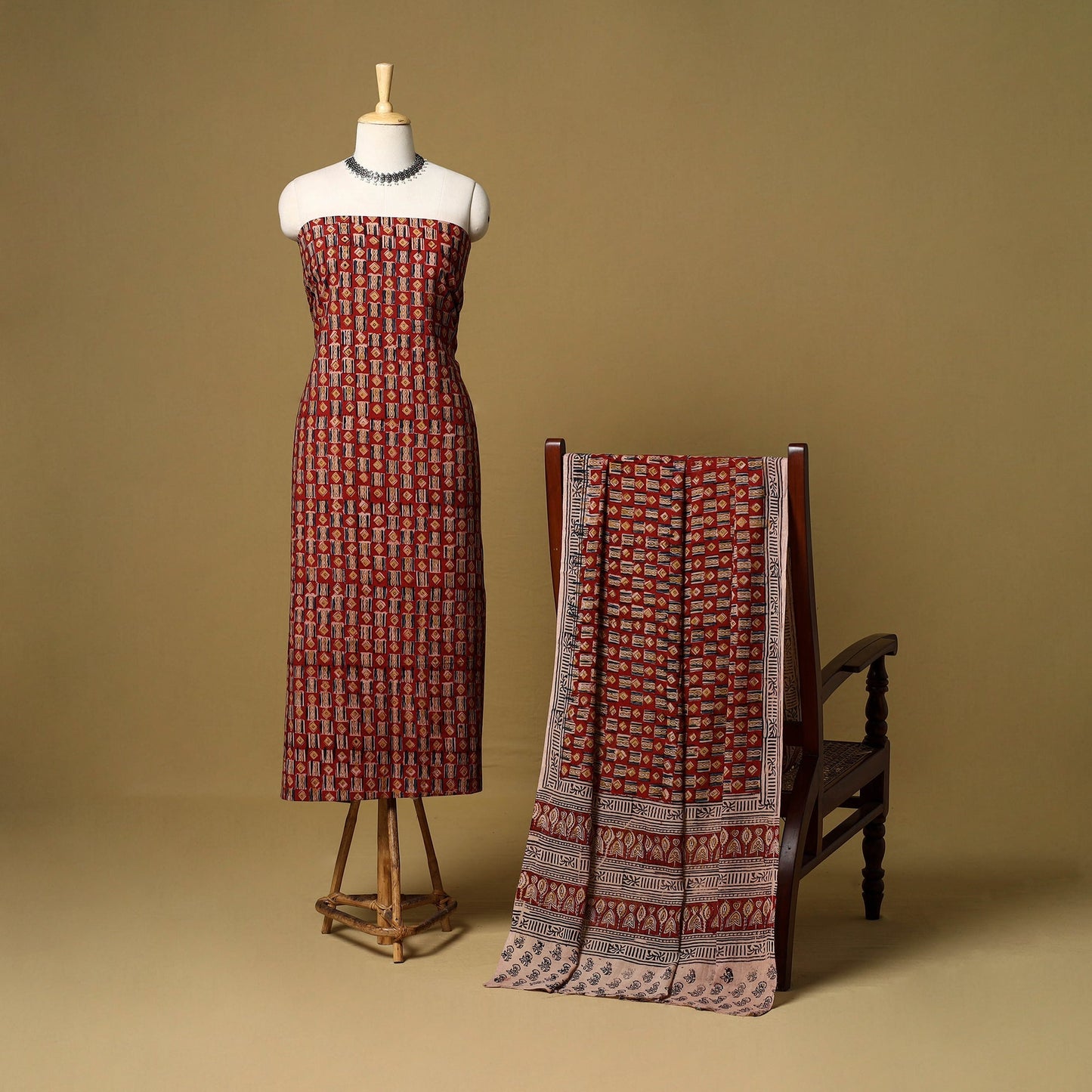 2pc natural dyed cotton unstitched kalamkari dress material