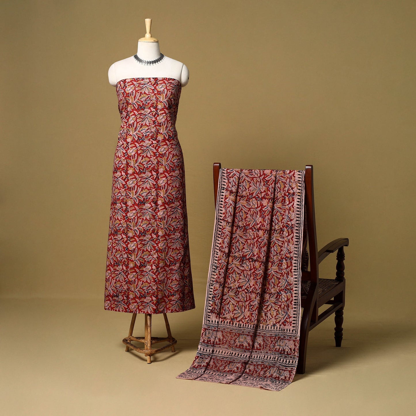 2pc natural dyed cotton unstitched kalamkari dress material