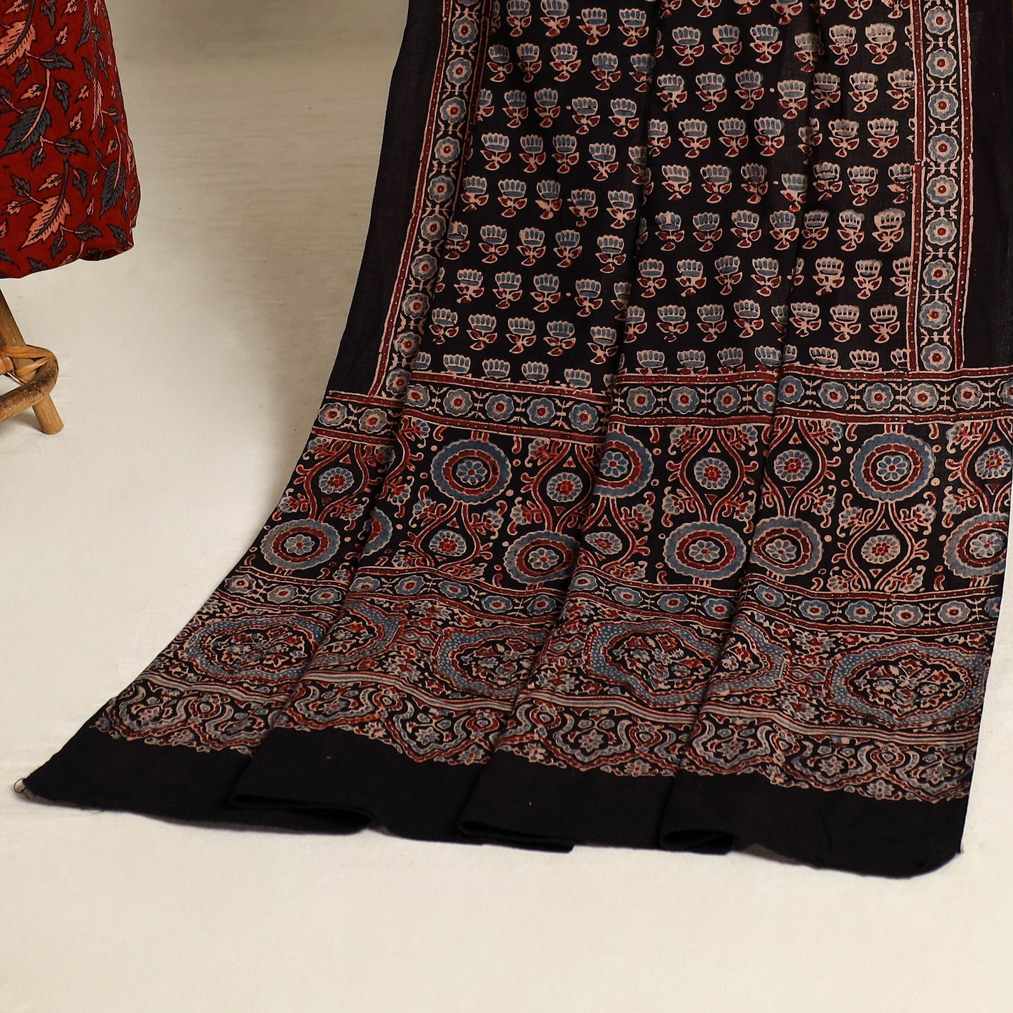 Buy Red 2pc Block Print Natural Dyed Ajrakh Dress Material