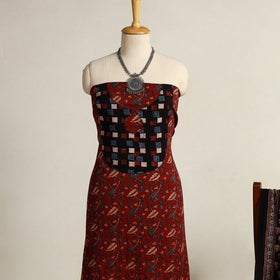 Buy Red 2pc Block Print Natural Dyed Ajrakh Dress Material