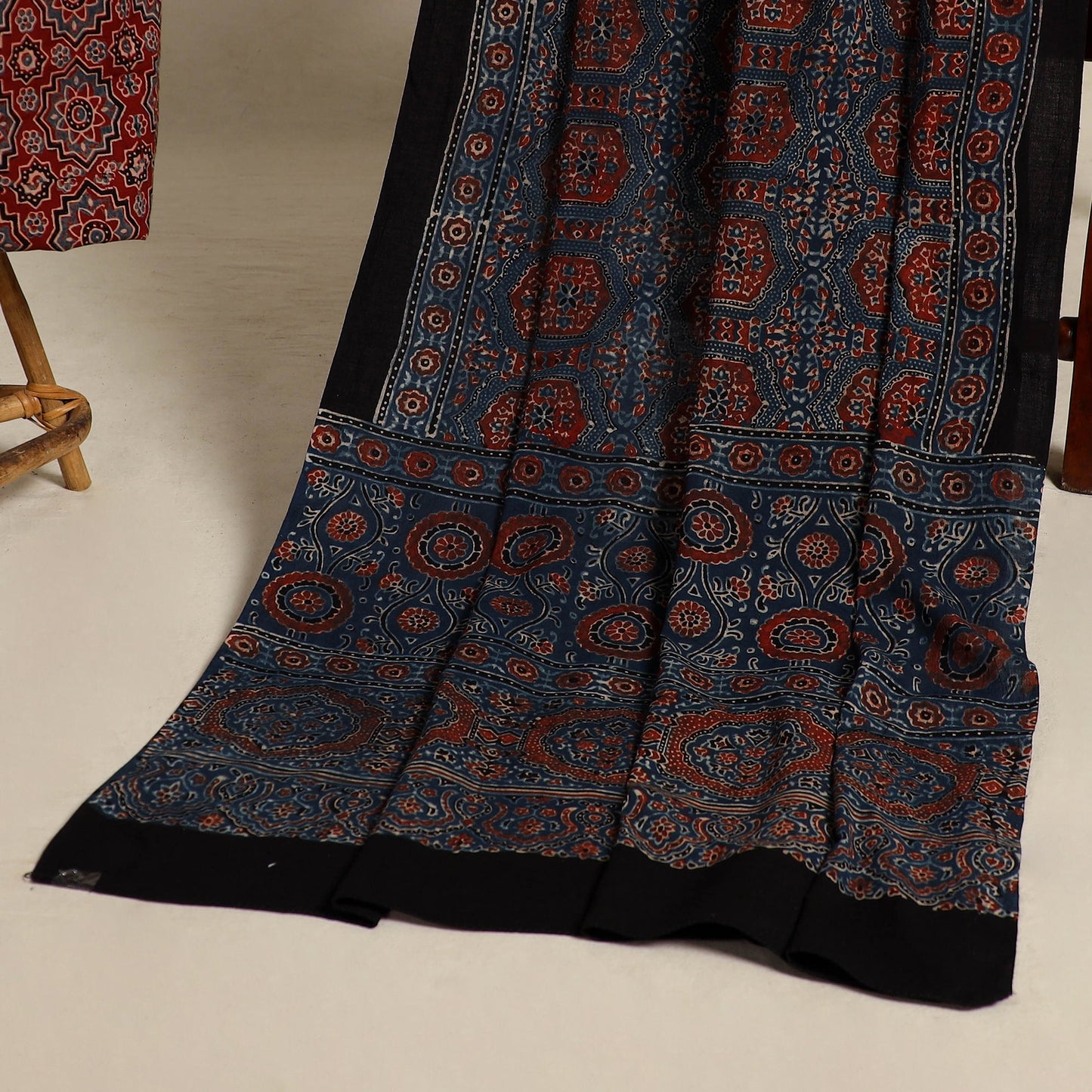  Red 2pc Block Print Natural Dyed Ajrakh Dress Material