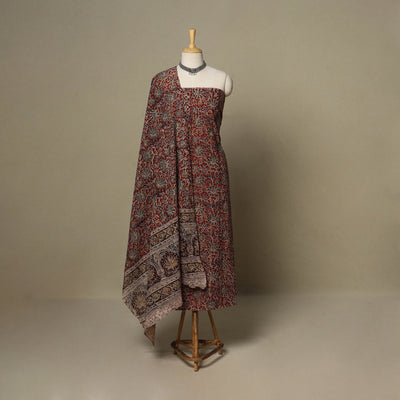 Red - 2pc pedana cotton unstitched kalamkari dress material