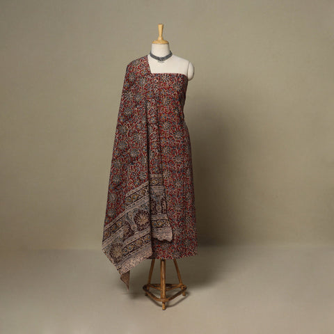 Red - 2pc pedana cotton unstitched kalamkari dress material