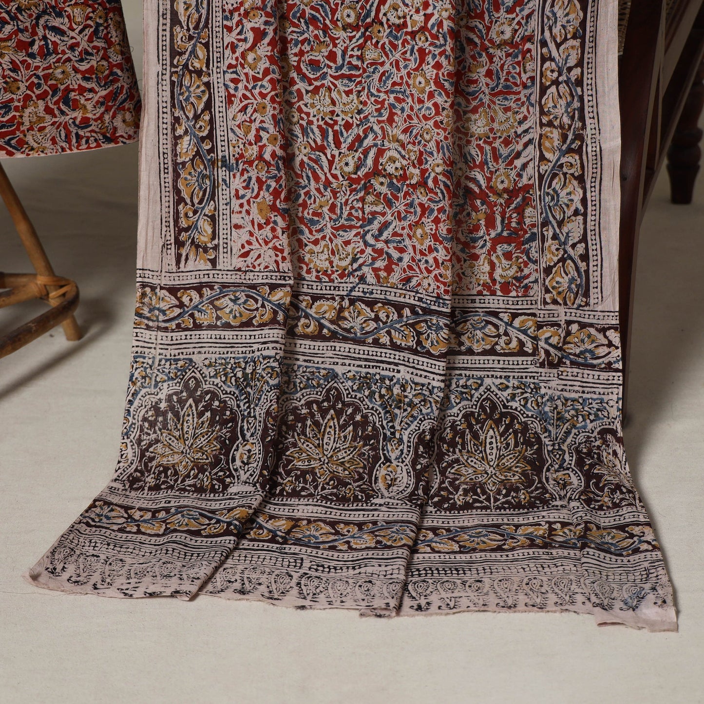 Red - 2pc pedana cotton unstitched kalamkari dress material