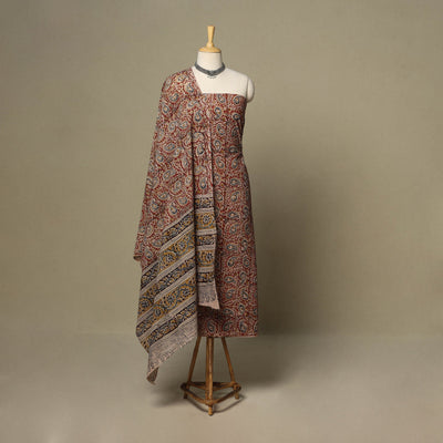 Red - 2pc pedana cotton unstitched kalamkari dress material