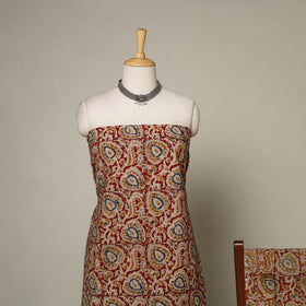 Red - 2pc pedana cotton unstitched kalamkari dress material