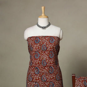 Red - 2pc pedana cotton unstitched kalamkari dress material