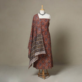 Red - 2pc pedana cotton unstitched kalamkari dress material
