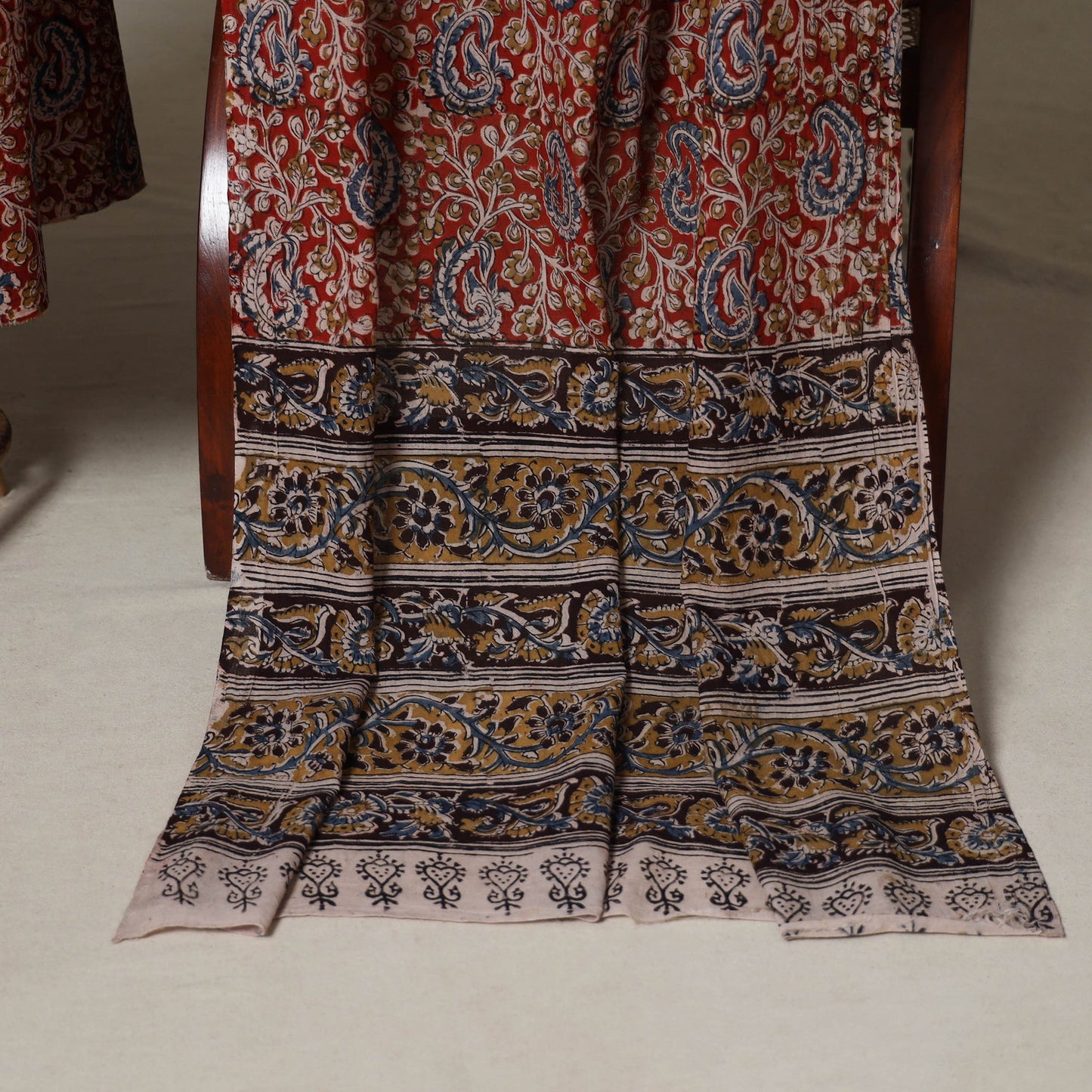 Red - 2pc pedana cotton unstitched kalamkari dress material