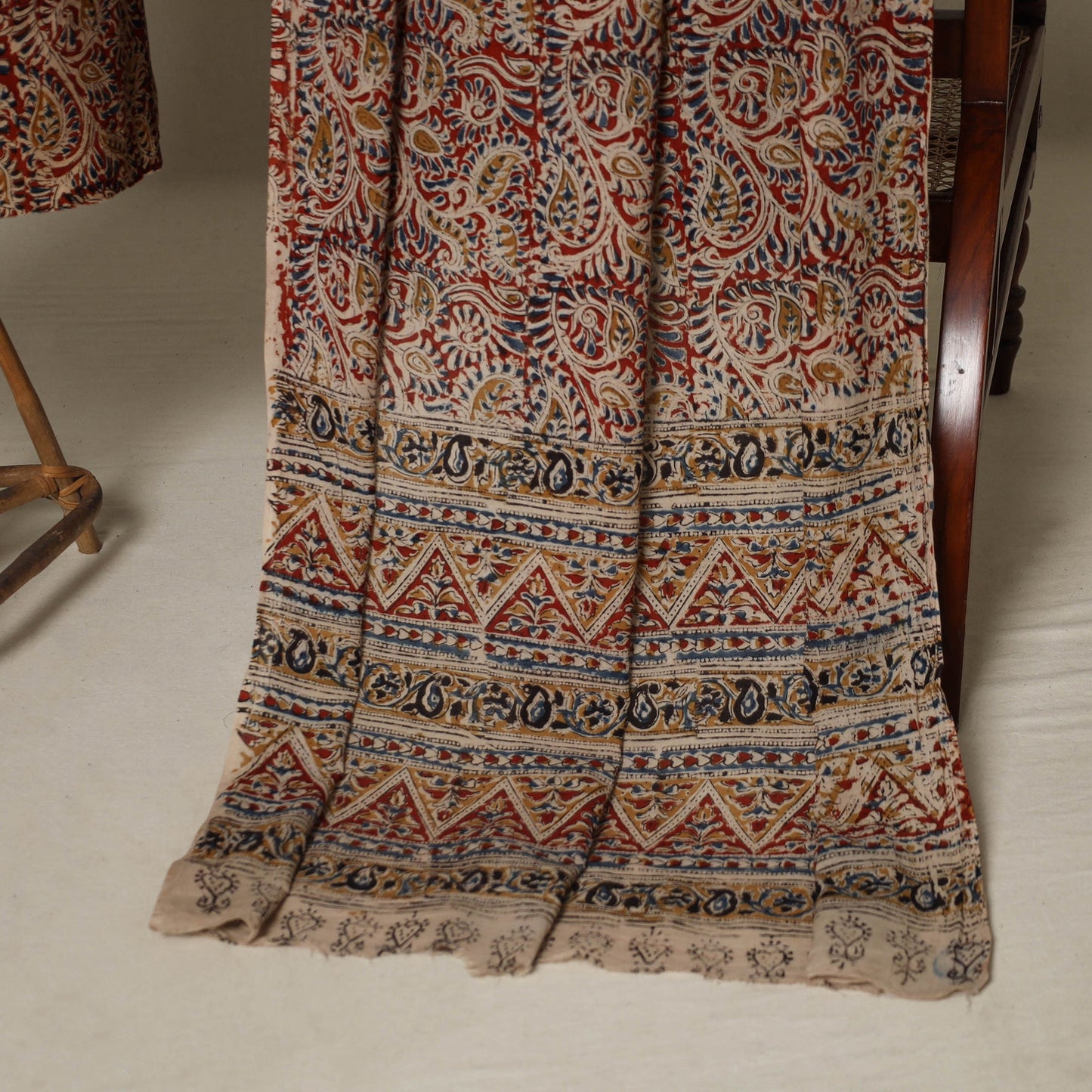 Red - 2pc pedana cotton unstitched kalamkari dress material