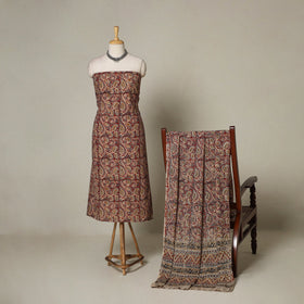 Red - 2pc pedana cotton unstitched kalamkari dress material