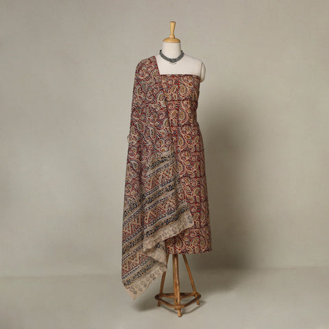 Red - 2pc pedana cotton unstitched kalamkari dress material