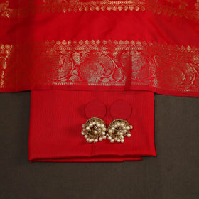 Red - 2pc slub silk unstitched plain dress material