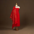 Red - 2pc slub silk unstitched plain dress material