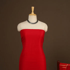 Red - 2pc slub silk unstitched plain dress material