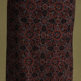 Red 2pc Unstitched Ajrakh Dress Material with Jewellery Set