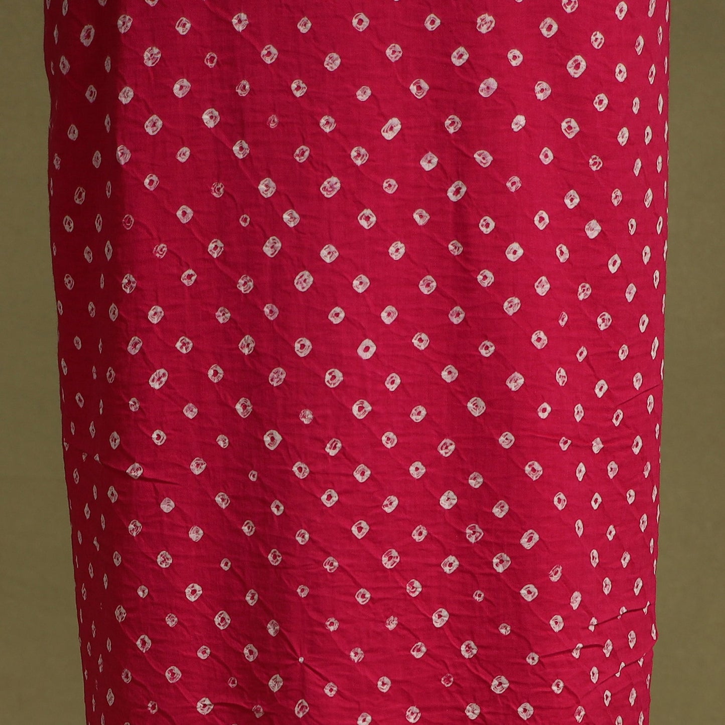 Red 2pc Unstitched Bandhani Dress Material with Jewellery Set