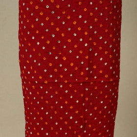 Red 2pc Unstitched Bandhani Dress Material with Jewellery Set