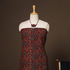 Red - 2pc unstitched dress material with jewellery set 29