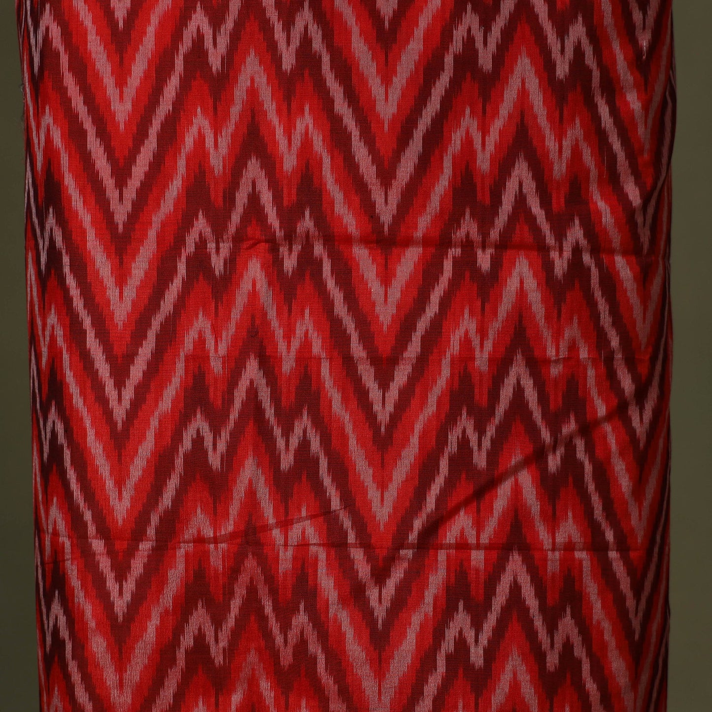 Red - 2pc unstitched handloom sico pochampally ikat dress