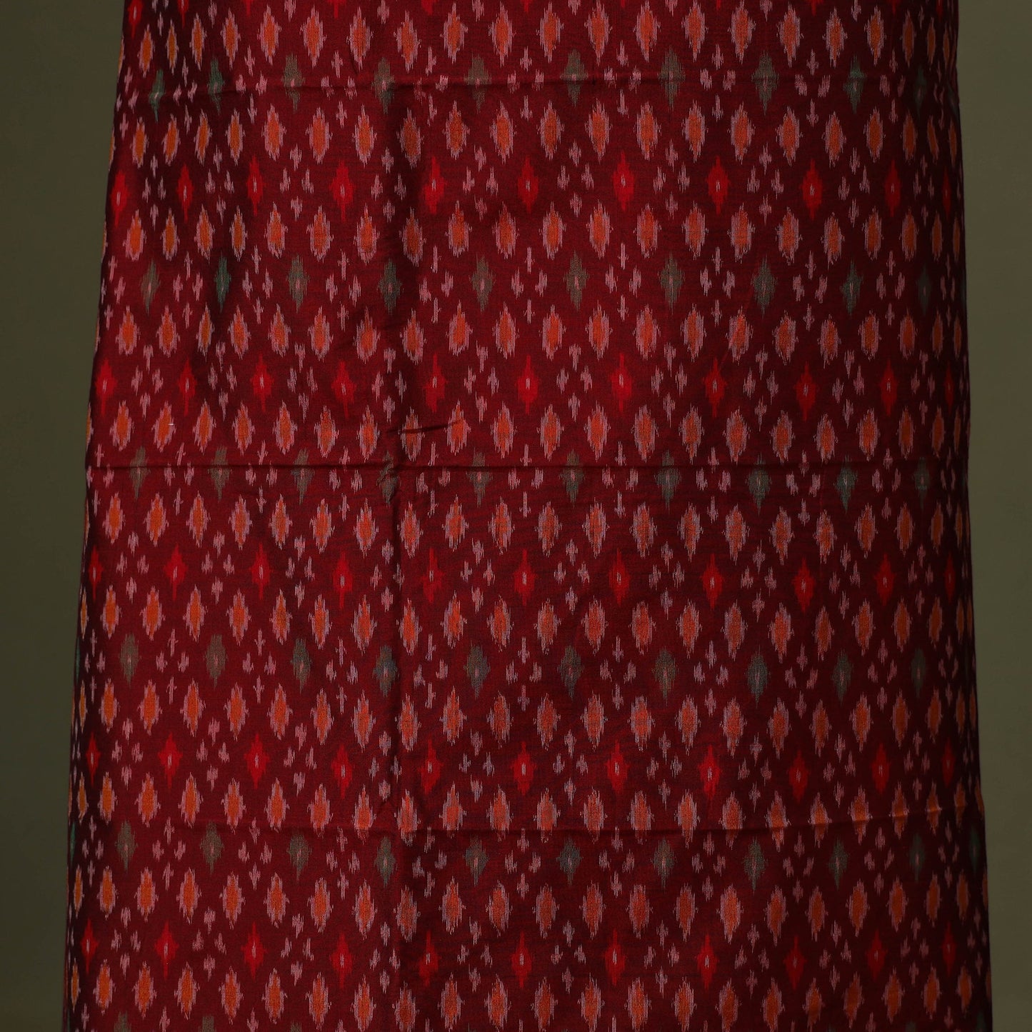 Red - 2pc unstitched handloom sico pochampally ikat dress