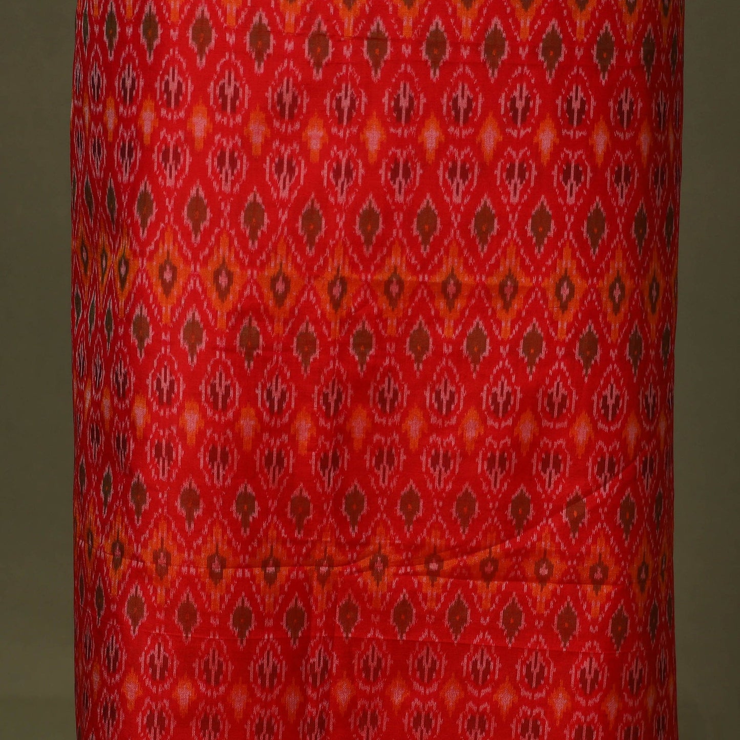Red - 2pc unstitched handloom sico pochampally ikat dress