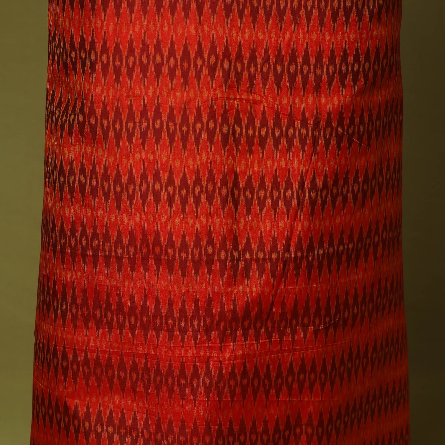 Red - 2pc unstitched handloom sico pochampally ikat dress